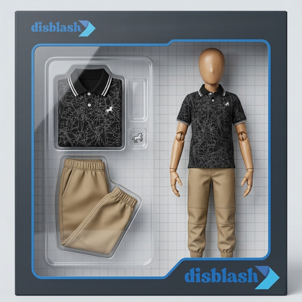 Two‑Piece Kids Outfit With Polo Shirt And Gabardine Pants