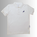 White Polo Shirt With Blue Horse Logo