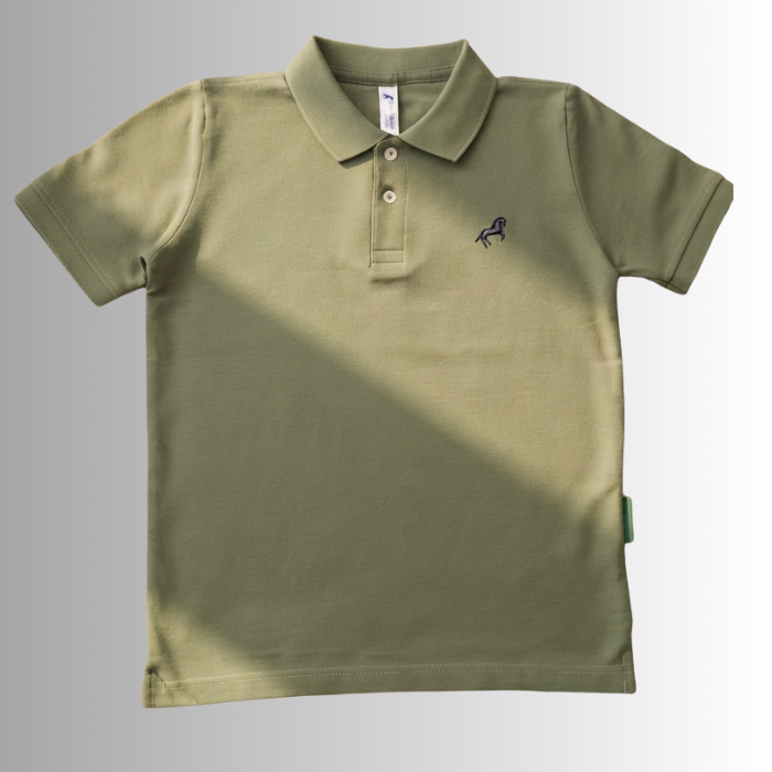 Olive Green Polo Shirt With Dark Horse Logo