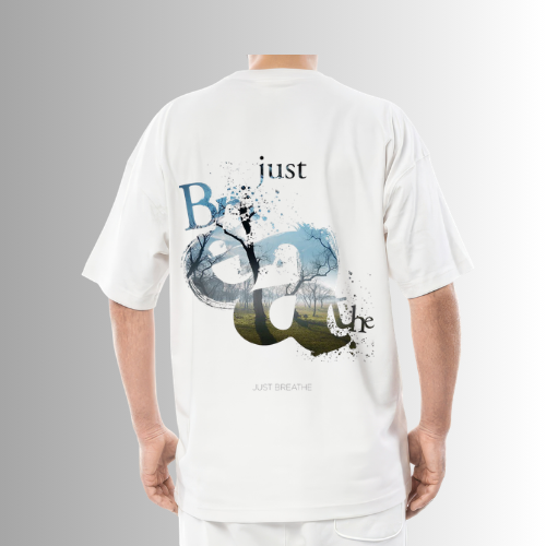 Graphic T‑Shirt – “Just Breathe” Nature‑Inspired Design
