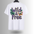 White Graphic T‑Shirt – “Wild & Free” Embroidered Nature Design