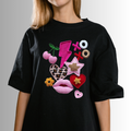 Graphic T‑Shirt – Colorful Embroidered Patch Design