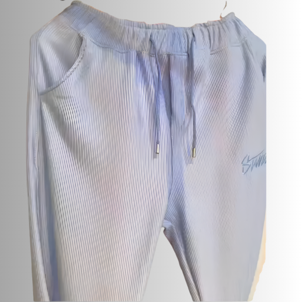 Light Blue Ribbed Jogger Pants – Casual Comfort Style