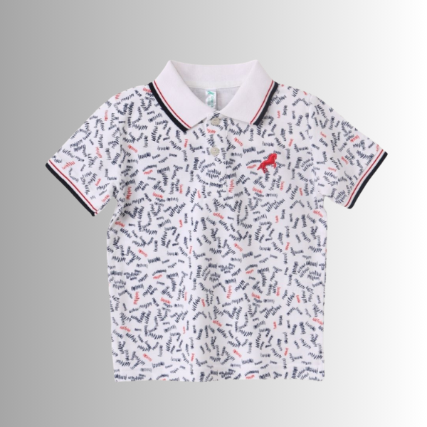 Polo Shirt – “Love” Pattern With Red And Blue Print