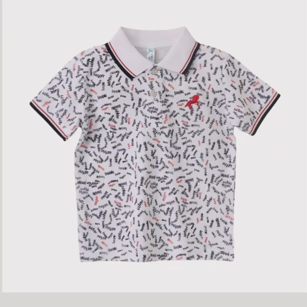 Polo Shirt – “Love” Pattern With Red And Blue Print
