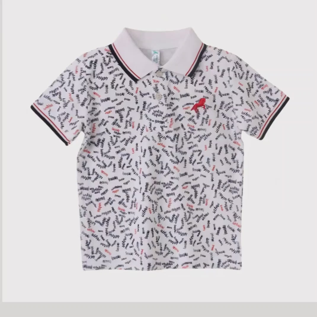 Polo Shirt – “Love” Pattern With Red And Blue Print